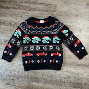 Hanna Andersson Boys 85 cm 2T Dinosaur Christmas Sweater Fair Aisle Holiday